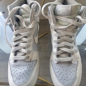 Nike White and Gray High-Top Sneakers